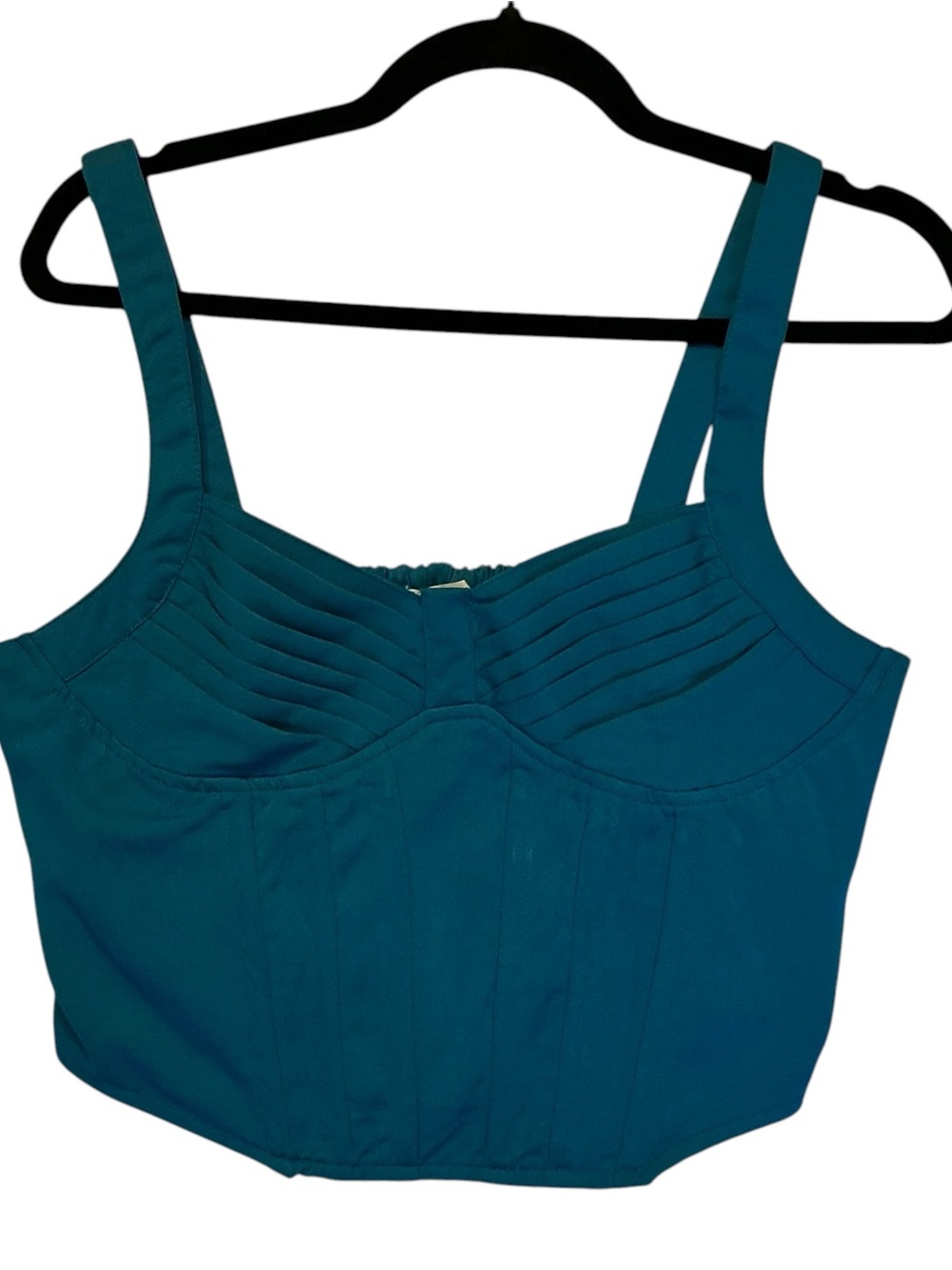 Japna Teal Blue Bustier Corset Crop Top With Smocked Back sz L